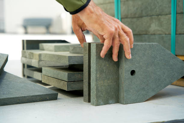 istock Building material made from recycled plastic waste. 1407170258