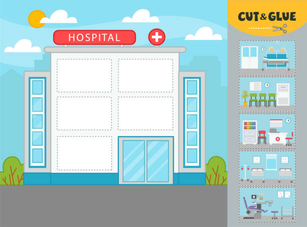 istock A game for children. Hospital. Cut and glue. 1407170762