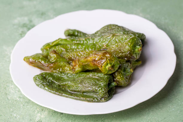 traditional delicious turkish food, fried pepper, roasted pepper, (turkish name; biber kizartmasi, kizarmis biber) - 31973 imagens e fotografias de stock