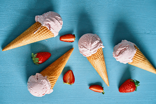 Strawberry Ice Cream in a Cone