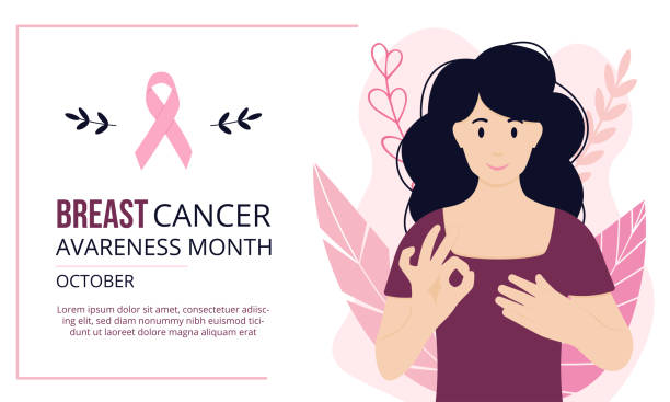 Breast cancer awareness concept. Background for web, posters, flyers, cards, etc. Breast cancer awareness concept. Background for web, posters, flyers, cards, etc. doctor borders stock illustrations