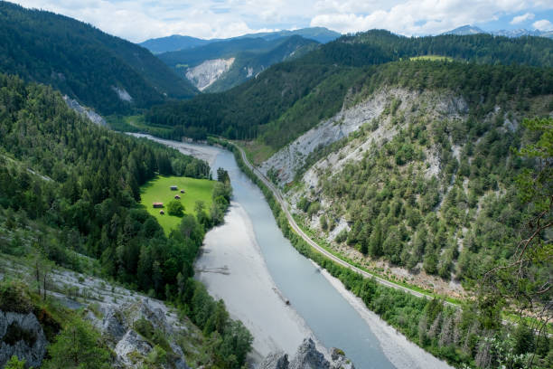 Panoramic view over the rhine canyon