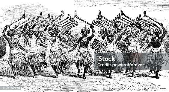 istock Warriors Performing a Traditional Meke i Wau/Meke Mada Dance in Fiji - 19th Century 1407176990