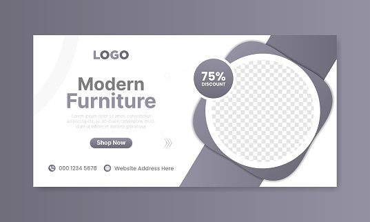 Minimal furniture web banner template and web advertising