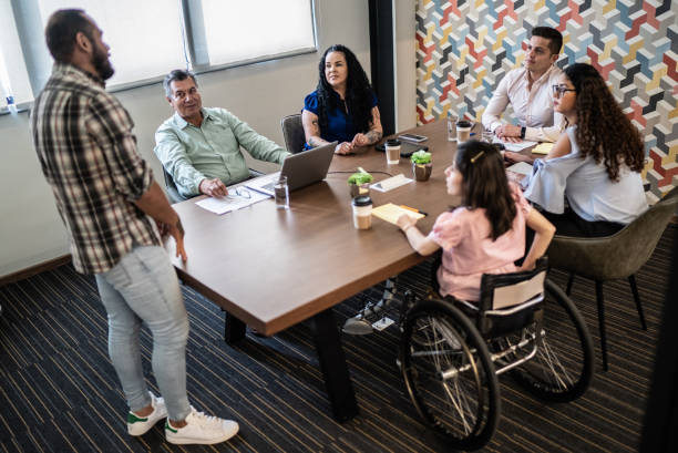 istock Coworkers on a meeting room at work 1407182741