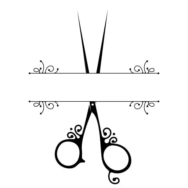 Vector illustration of Scissors stylist and frames with a pattern. Design for beauty and hair salon