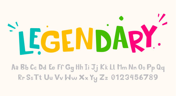 bunte kindertypografie. schriftart für print und spiele . - fun stock-grafiken, -clipart, -cartoons und -symbole