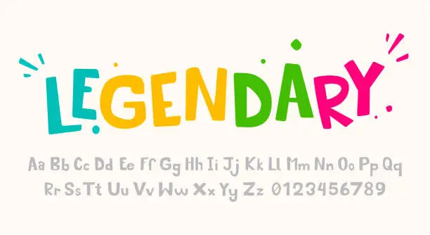 Vector illustration of Colorful Kids Typography. Font for Print And Games .