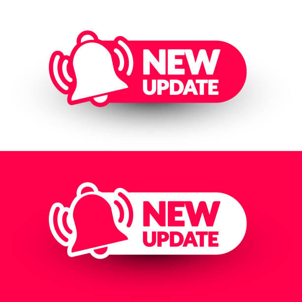 stockillustraties, clipart, cartoons en iconen met round label set with text new update - notificatiepictogram