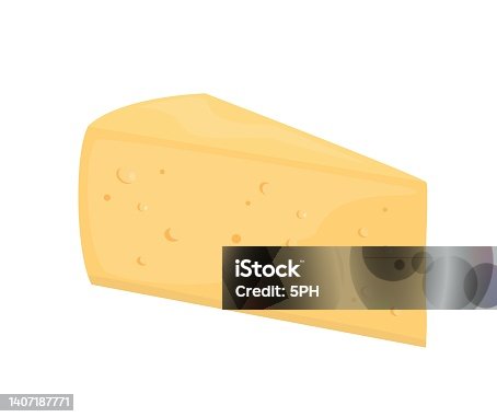istock Semi-hard cheese with eyes, gouda, tomme or havarti, vector Illustration on white background 1407187771