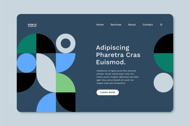 ilustrações, clipart, desenhos animados e ícones de design de modelo de página de landing page do site — clyde system, série ipsumco - green gray backgrounds abstract