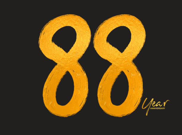istock Gold 88 Years Anniversary Celebration Vector Template, 88 Years  logo design, 88th birthday, Gold Lettering Numbers brush drawing hand drawn sketch, number logo design vector illustration 1407190682