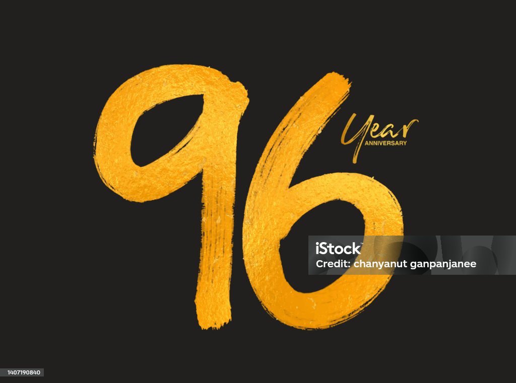 96th Lettering Gold 96 Years Anniversary Celebration Vector Template 96 Years Logo ...