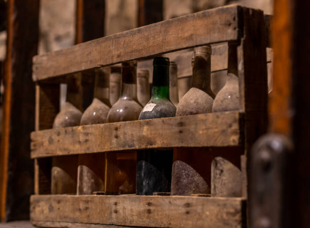 istock wine bottles aging upside down in a wine cellar 1407191824