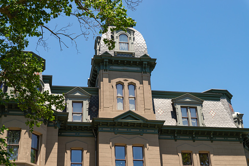 LaSalle, Illinois - United States - June 16th, 2022: The exterior of the historic Hegeler Carus Mansion, built in 1876, on a beautiful Summer afternoon.