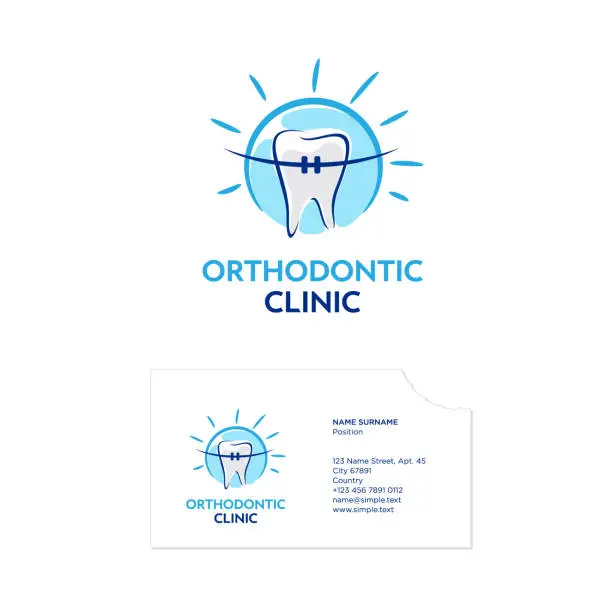 Vector illustration of Orthodontic clinic icon. Dentistry icon. Dentist business card.