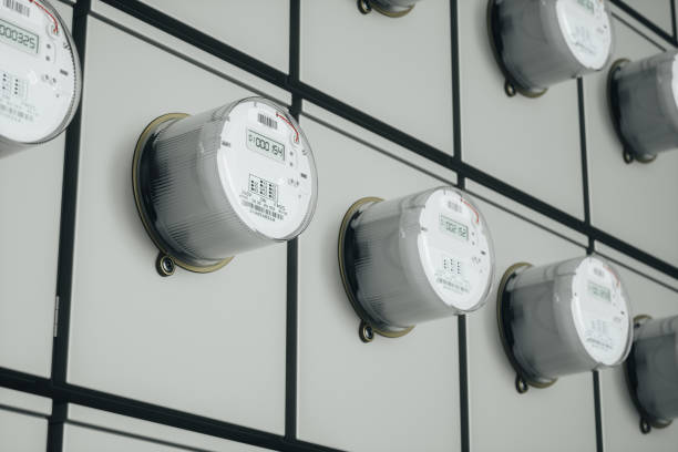 istock Smart Electric Meters In A Row 1407201641