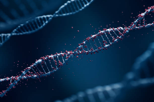 istock DNA structure blood red gene genetics mutate or virus infection. 1407205206