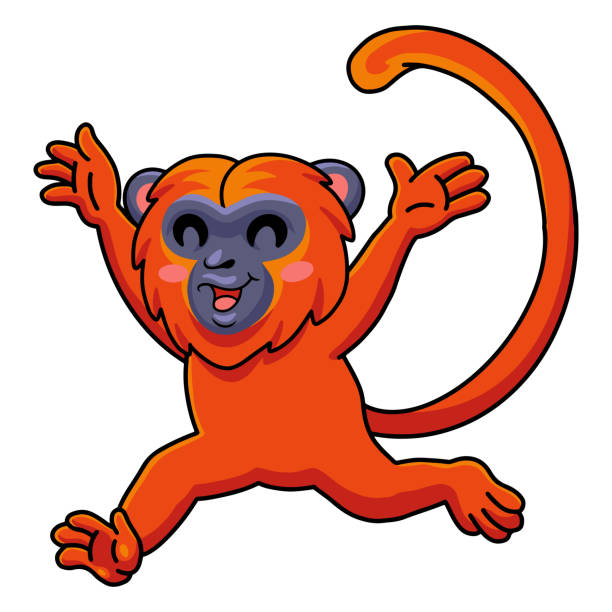 Cute red howler monkey cartoon running Vector illustration of Cute red howler monkey cartoon running howler monkey stock illustrations