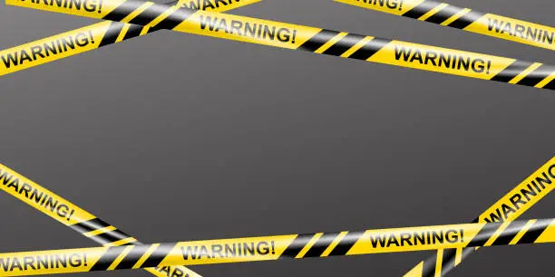 Vector illustration of Realistic Warning danger tape. Crossing Warning ribbon of caution signs for construction area or crime scene in yellow. Police line and do not cross ribbon. Ribbons for accident, under construction