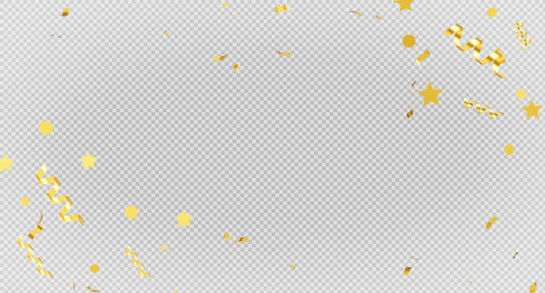 istock 3d render of golden confetti with flying. 1407210184