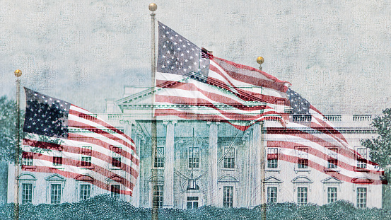 U.S. Treasury building cut from 10 dollar banknote for design purpose