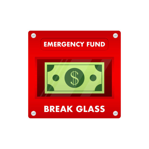 Emergency fund, money. Save savings. Financial aid management. Financial investment. Vector stock illustration Emergency fund, money. Save savings. Financial aid management. Financial investment. Vector stock illustration. emergency break glass box stock illustrations