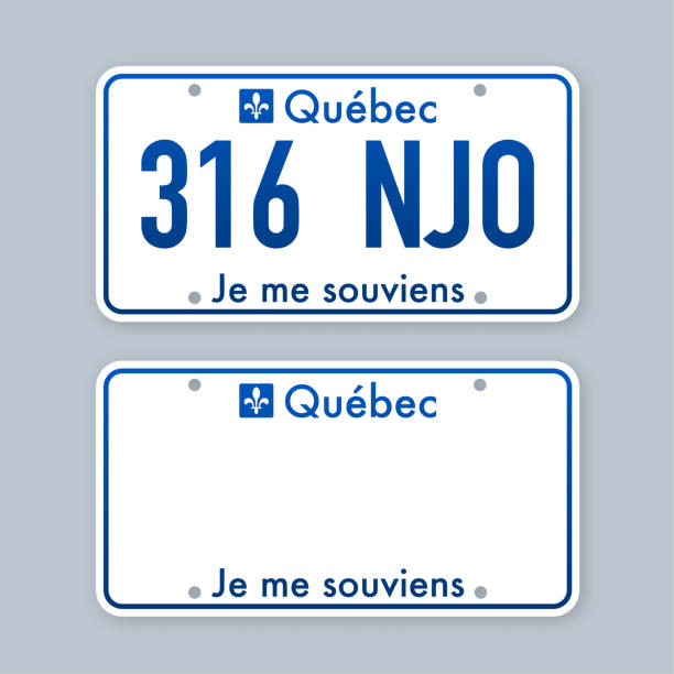 ilustrações, clipart, desenhos animados e ícones de registro de veículo de placas de quebec carro nummer. ilustração vetorial. - license plate