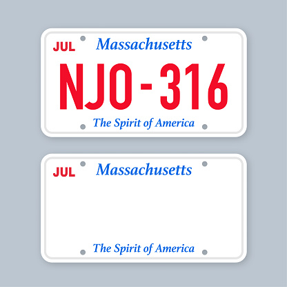 License plate of massachusetts. Car number plate. Vector stock illustration