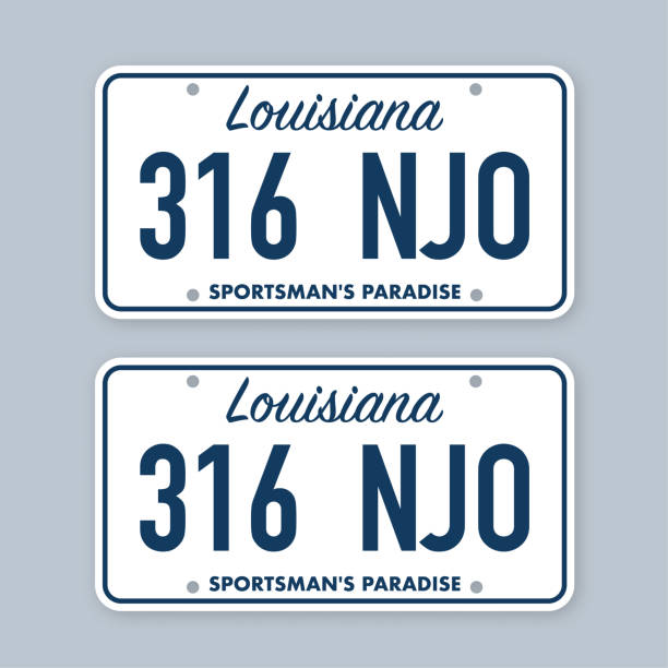 License plate of louisiana. Car number plate. Vector stock illustration. License plate of louisiana. Car number plate. Vector stock illustration education registration event stock illustrations