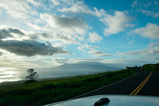Driving along the backside of the island of Maui, Hawaii.