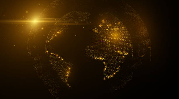 istock Futuristic digital globe world. Planet earth hologram. Modern cover. Background for your scientific or technological design. Vector illustration 1407216351