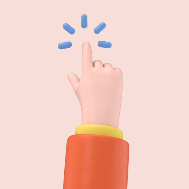 istock 3d icon illustration - Touch or click icon stock design. 3d hand pointing icon design. 1407217518