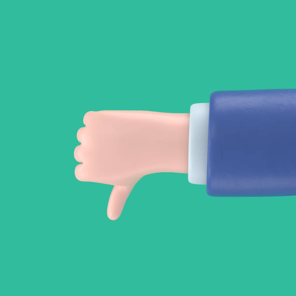 istock Human hand thumb down symbol with fingers gesture. Dislike, negative, bad feedback or disagreement concept. Realistic 3d high quality render isolated on green background. 1407217522