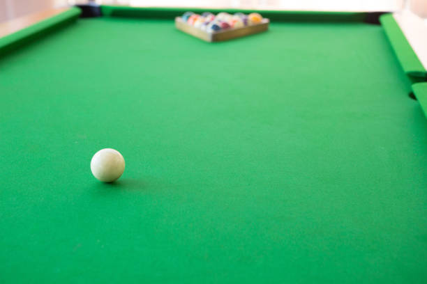 American pool balls on a pool table