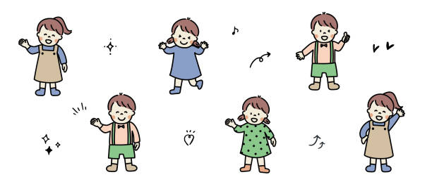 ilustrações de stock, clip art, desenhos animados e ícones de delighted child - preschooler childhood outdoors cheerful