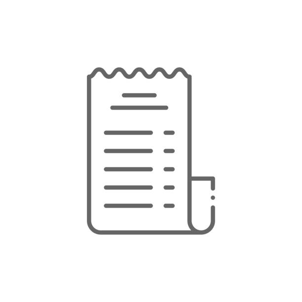 stockillustraties, clipart, cartoons en iconen met paper check receipt line icon, outline vector sign, linear pictogram isolated on white. logo illustration - kassabon