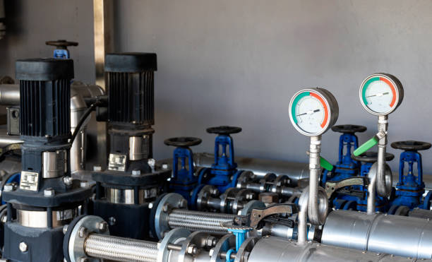 istock Pipeline system to deliver water into the production process. 1407224951