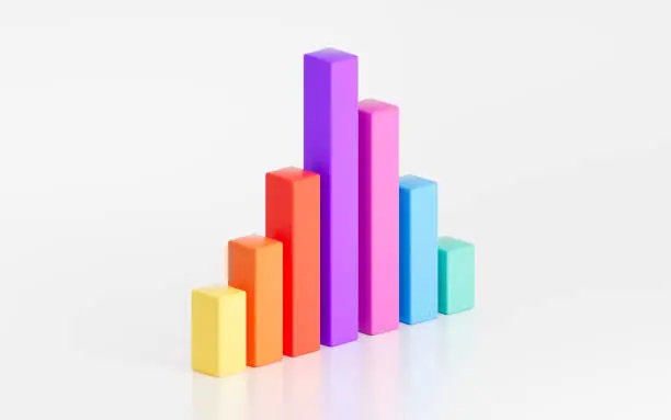 Photo of Business statistics chart, 3d rendering.