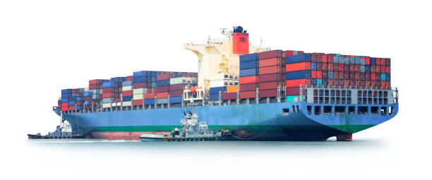istock Container Cargo Ship and Tug boat isolated on white background, Freight Transportation and Logistic Concept, Shipping 1407225802