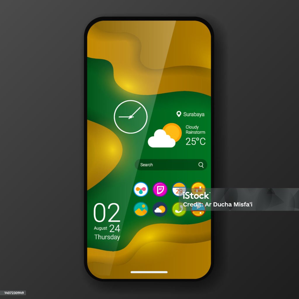 3d Texture Wave Custom User Interface Home Screen Realistic Smartphone ...