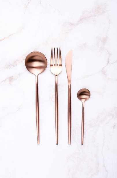 istock Clean golden metal cutlery 1407234694