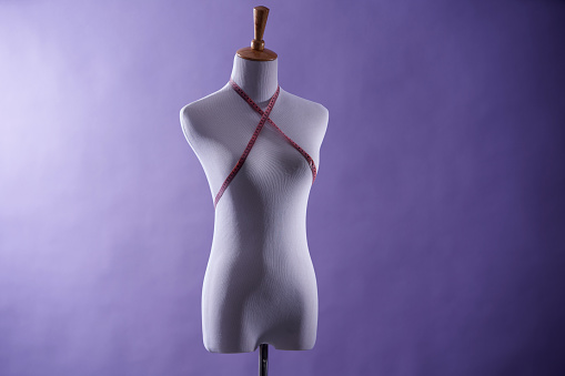mannequin , dressmaker's model against purple background