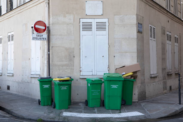 Recycling and refuse ready for collection