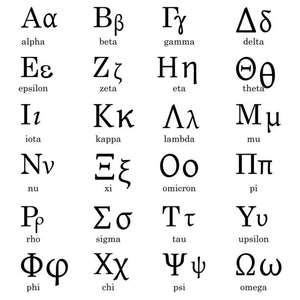 ilustrações de stock, clip art, desenhos animados e ícones de font with black greek alphabet. typography set. vector illustration. stock image. - greece