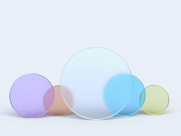istock 3D rendered illustration with glass cylinders in different colors. A minimal abstract scene with geometrical forms on a light background. Set of Geometric shapes in a dynamic composition. 1407240935