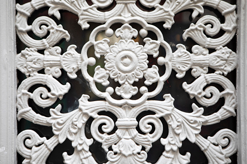 Texture of door in Thai temple.The amazing pattern.