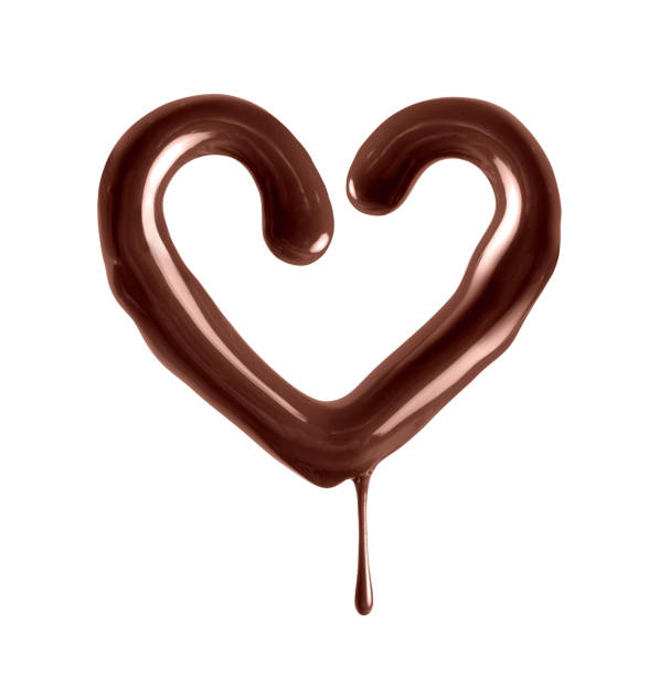 istock Chocolate heart with dripping drops on a white background 1407243505