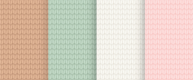 Set of backgrounds with knitted fabric texture. Vector seamless pattern.