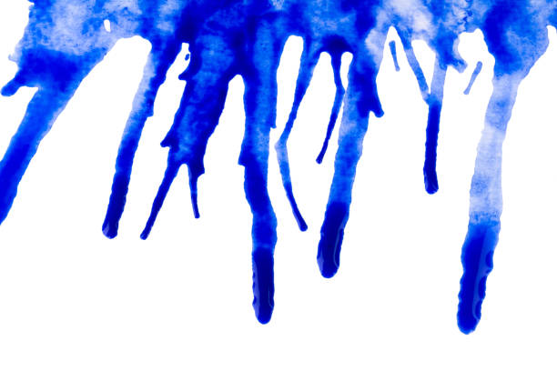 Blue water droplets on a white background